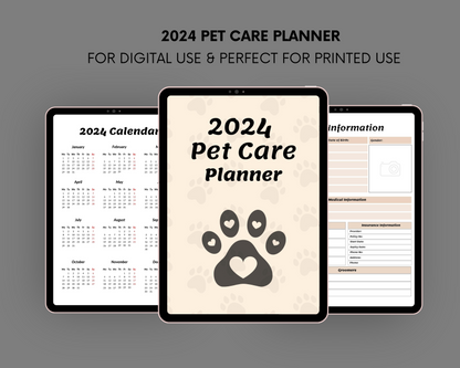 Pet Care Planner - Eco-Friendly Pet Planner - Pet Health Tracker - Monthly Pet Care Schedule - Weekly Pet Care Tracker - Daily Pet Planner