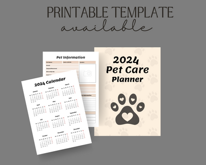 Pet Care Planner - Eco-Friendly Pet Planner - Pet Health Tracker - Monthly Pet Care Schedule - Weekly Pet Care Tracker - Daily Pet Planner