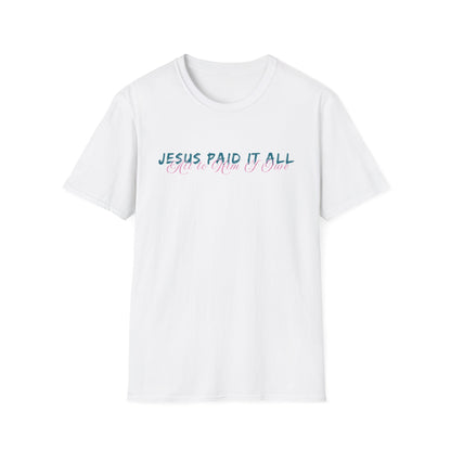 Jesus Paid It All Christian T-Shirt – Faith Shirt for Women, Religious Graphic Tee, Bible Verse Shirt, Inspirational Gift, Guest Check Jesus Paid It All Shirt