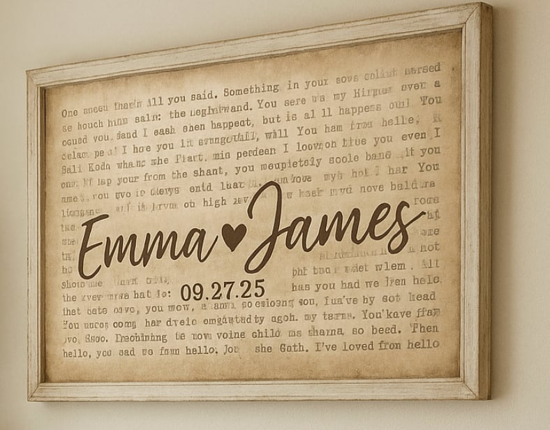 Canvas Custom Wall Art for Couples - Ready to Hang , ersonalized Gifts, Lyric Canvas, Valentine’s Day Gift