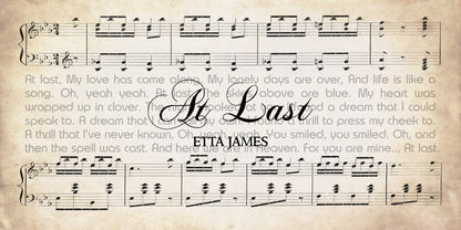 At Last by Etta James Song Lyrics on Canvas