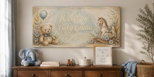Birth Stats Newborn Canvas Vintage Nursery