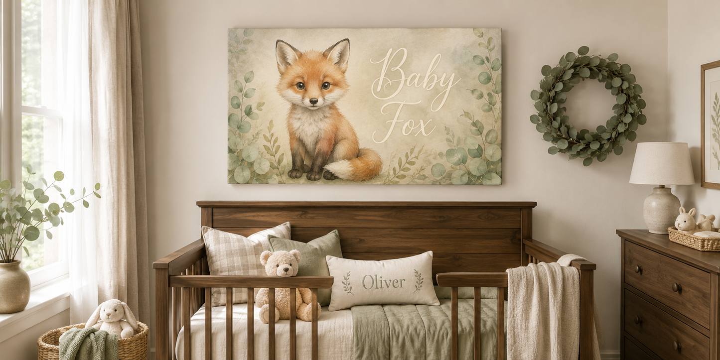 Rainbow Baby Custom Nursery Fox Christian Canvas