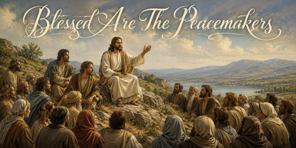 Beatitudes Sermon on the Mount modern neutral Christian canvas Matthew 5 wall art