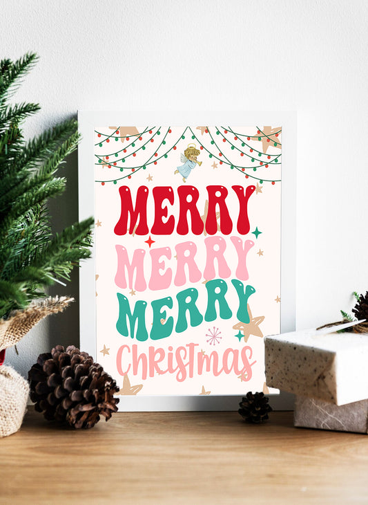 Merry Christmas Canvas Retro Holiday Wall Art - Christmas Canvas Art Perfect Gift for the Festive Season - Bright and Cheerful Christmas Canvas Unique Holiday Decor