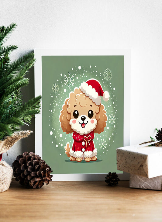 Festive Puppy Christmas Canvas - Adorable Holiday Decor - Santa Puppy Wall Art - Cute and Cheerful Holiday Design - Whimsical Christmas Dog Canvas