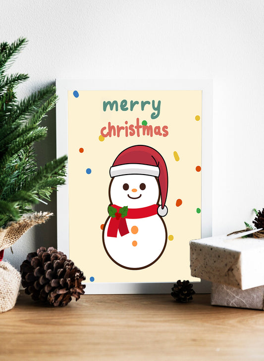 Merry Christmas Snowman Canvas - Festive Holiday Wall Art - Cute Snowman Christmas Print - Perfect for Holiday Decor - Charming Holiday Wall Art - Merry Christmas Snowman Design