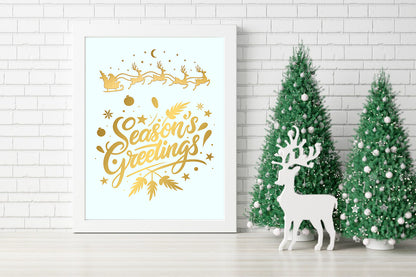 Season's Greetings Canvas - Elegant Gold Holiday Wall Art - Golden Christmas Canvas - Minimalist and Modern Holiday Art - Season's Greetings Wall Art