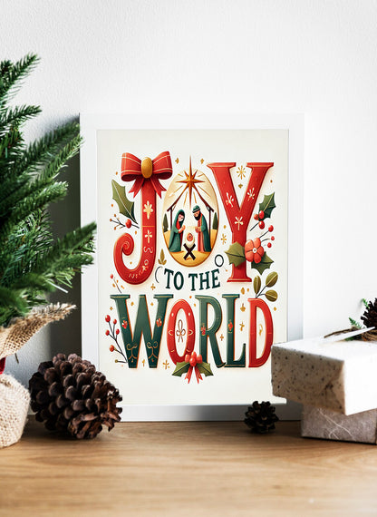 Joy to the World Canvas - Festive and Faithful Christmas Art - Nativity-Inspired Joy to the World Wall Art - Holiday Decor - Whimsical Christmas Art - Joy to the World Nativity Scene