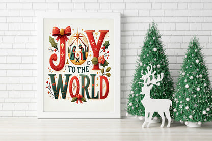 Joy to the World Canvas - Festive and Faithful Christmas Art - Nativity-Inspired Joy to the World Wall Art - Holiday Decor - Whimsical Christmas Art - Joy to the World Nativity Scene
