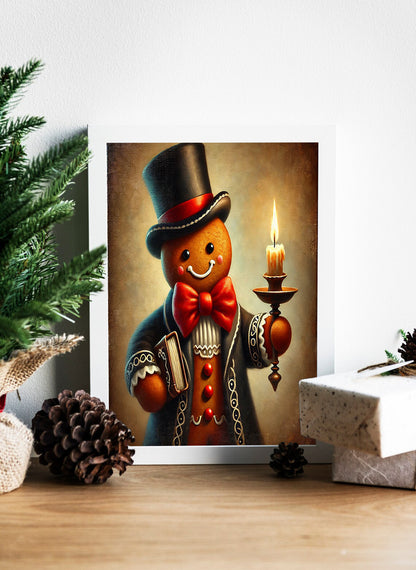Victorian Gingerbread Gentleman Canvas - Festive Holiday Decor - Gingerbread in Style - Vintage Christmas Wall Art - Victorian Christmas Charm - Gingerbread Man Wall Decor