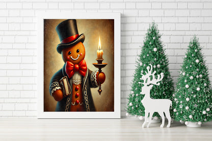 Victorian Gingerbread Gentleman Canvas - Festive Holiday Decor - Gingerbread in Style - Vintage Christmas Wall Art - Victorian Christmas Charm - Gingerbread Man Wall Decor