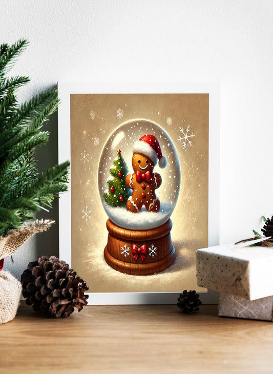 Gingerbread Wonderland - Festive Snow Globe Canvas Art - Whimsical Christmas Snow Globe - Gingerbread and Tree Design -Magical Gingerbread Snow Globe - Holiday Wall Decor