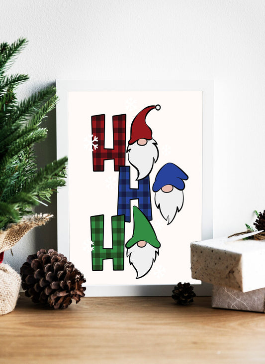 Ho Ho Ho Gnome Christmas Cheer Canvas Art - Christmas Gnome Decor A Playful Seasonal Delight - Merry Gnome Christmas with Colorful 'Ho Ho Ho