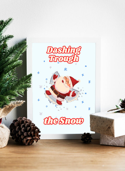 Whimsical Christmas Fun Santa’s Snow Angel Canvas - Dashing Through the Snow Playful Santa Canvas Art - Dashing Santa Holiday Wall Decor for Christmas Lovers