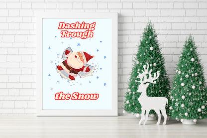 Whimsical Christmas Fun Santa’s Snow Angel Canvas - Dashing Through the Snow Playful Santa Canvas Art - Dashing Santa Holiday Wall Decor for Christmas Lovers