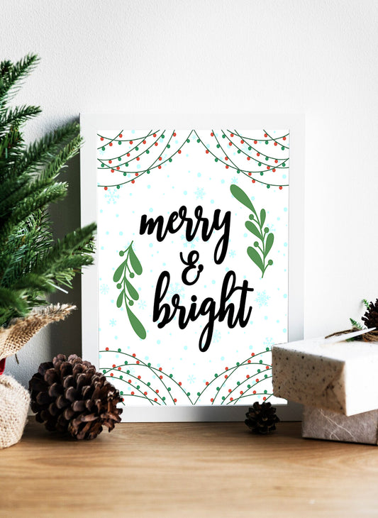 Merry & Bright A Festive Holiday Glow Canvas - Celebrate the Season with Merry & Bright Charm Canvas - Winter Wonderland Canvas Merry & Bright Edition