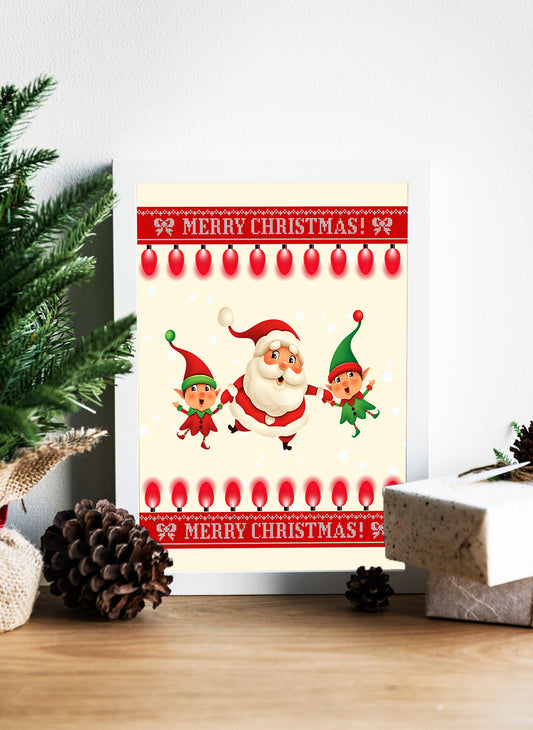 Jolly Santa and His Merry Elves Christmas Cheer Canvas - Merry Christmas with Santa and the Elves Canvas - Elves and Santa’s Festive Dance A Merry Celebration