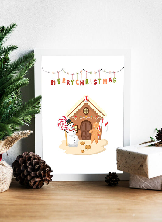 Sweet Holiday Cheer Gingerbread House Canvas - Cozy Gingerbread Christmas Scene - Sweet Treats and Merry Times Canvas - Candy Cane Lane Christmas Canvas