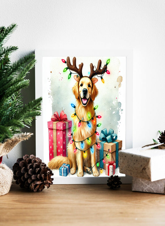 Santa’s Best Friend A Holiday Sparkle Canvas - Paws and Lights A Golden Holiday Canvas - A Pawfect Christmas Gifts Lights and Smiles