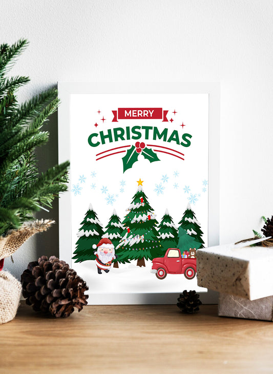 Merry Christmas with Santa and Friends Canvas - Christmas Tree Farm Adventures  - Winter Wonderland Santa's Surprise Visit - Santa's Holiday Ride Canvas