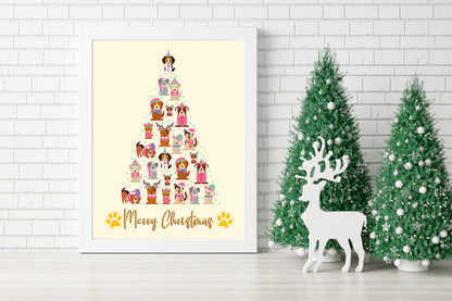 Pawfect Christmas Tree A Dog Lover's Delight Canvas - Furry Friends Holiday Christmas Tree Canvas - Puppy Love Under the Christmas Tree
