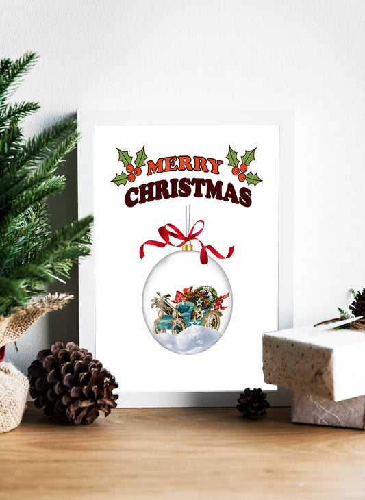 Vintage Holiday Charm Merry Christmas Canvas Print - Festive Christmas Ornament Wall Art - Classic Christmas Canvas with Ornament Design