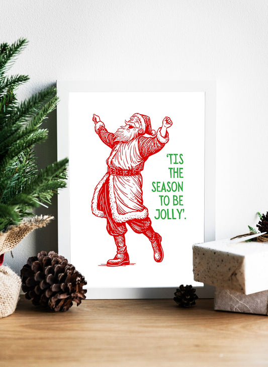 Tis the Season to Be Jolly Vintage Santa Canvas Art - Whimsical Holiday Decor Jolly Santa Illustration - Tis the Season to Be Jolly: Cheerful Christmas Print