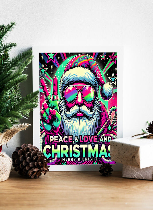 Peace, Love, and Christmas: A Neon Holiday Vibe Canvas - Neon Christmas Spirit: Peace and Love Canvas