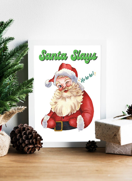 Santa Slays: Fun and Festive Christmas Art - Santa Slays: A Modern Christmas Celebration Canvas - Ho Ho Ho: Playful Santa Holiday Canvas