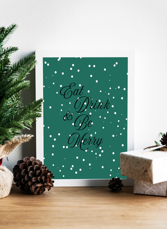 Eat Drink and Be Merry Festive Wall Art - Holiday Cheer: Eat, Drink & Be Merry Canvas - Minimalist Holiday Cheer Canvas - Christmas Celebration Calligraphy Art