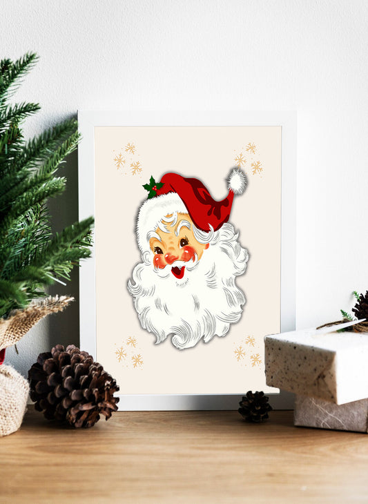 Classic Christmas Santa Wall Art - Santa Claus Holiday Vibes Canvas - Holiday Cheer with Santa's Smile Canvas