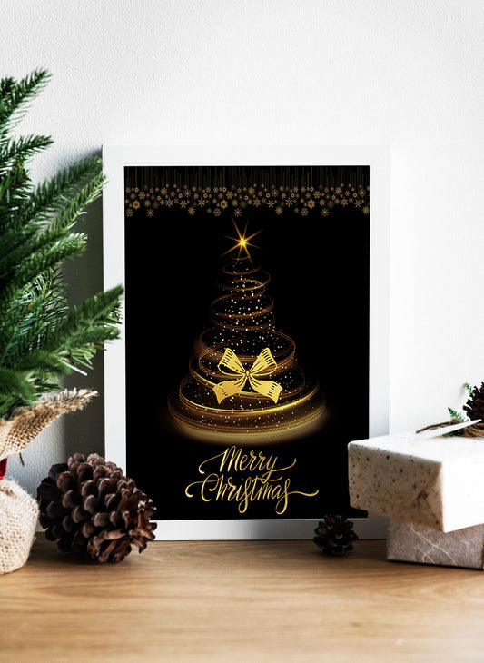 Golden Glow: A Merry Christmas Wish Canvas Print - Shimmering Christmas Magic Canvas Print - Merry and Bright: A Golden Holiday Canvas Print