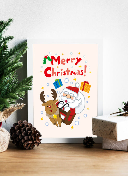Merry Christmas Fun Gifts and Holiday Magic Canvas - Festive Fun with Santa's Sleigh and Gifts Galore Canvas - Santa’s Holiday Adventure Bringing Cheer Everywhere Canvas