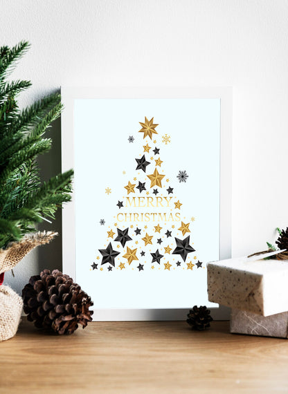 Merry Christmas Under a Sky Full of Stars Canvas - A Christmas Tree of Sparkling Stars and Holiday Cheer Canvas - Shimmer and Shine A Modern Take on Christmas Traditions