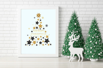 Merry Christmas Under a Sky Full of Stars Canvas - A Christmas Tree of Sparkling Stars and Holiday Cheer Canvas - Shimmer and Shine A Modern Take on Christmas Traditions