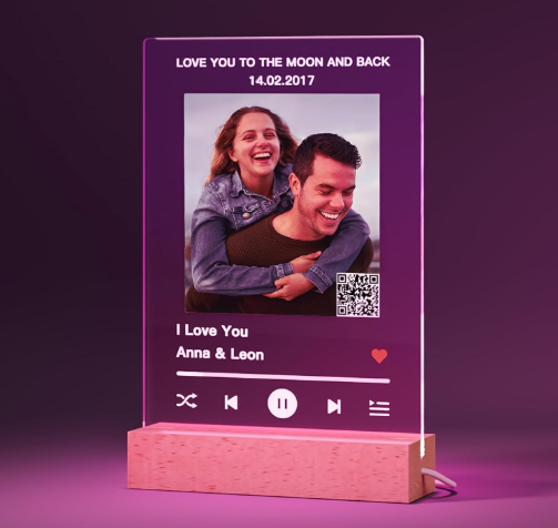 Glass Art Personalized Song Cover Photo Album with Optional Video Song Music Link QR Code Customized Gifts