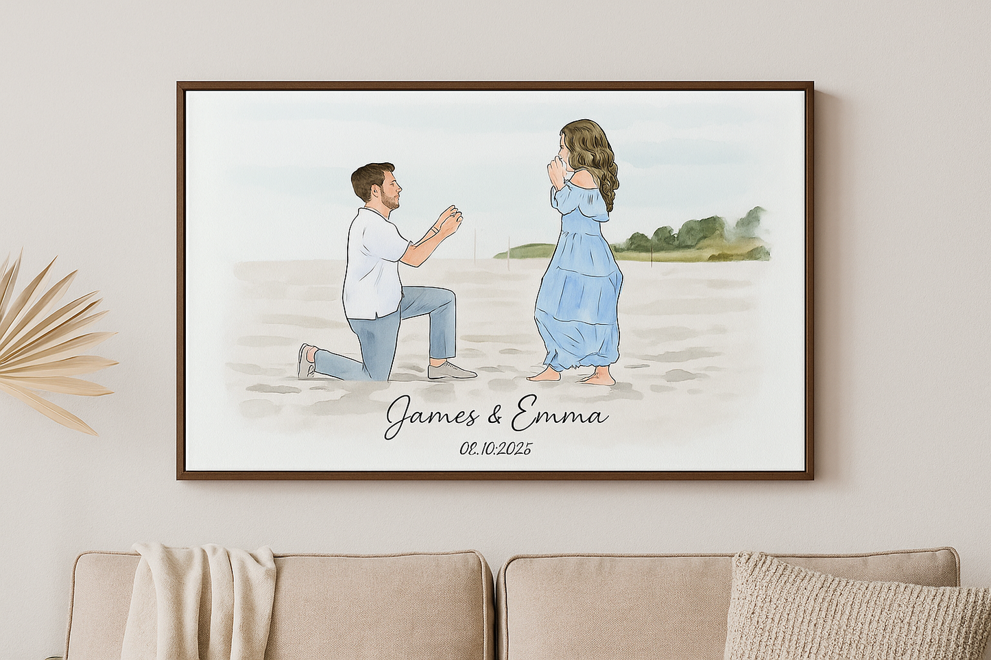 Custom Proposal Moment Canvas  Personalized Names & Date Wall Art
