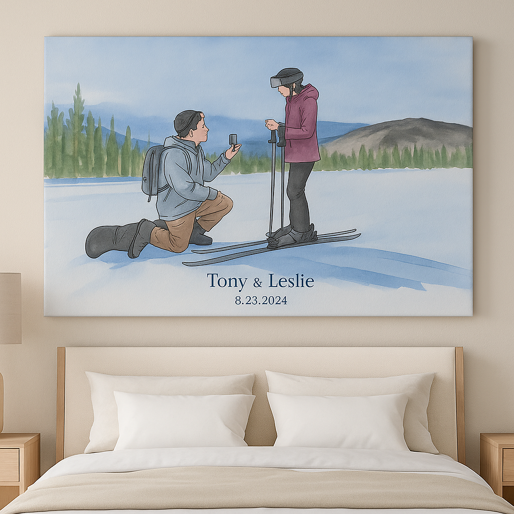 Custom Proposal Moment Canvas  Personalized Names & Date Wall Art