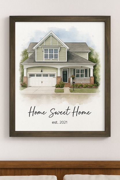 Custom Home Portrait  Personalized House Sketch Home Sweet Home Art