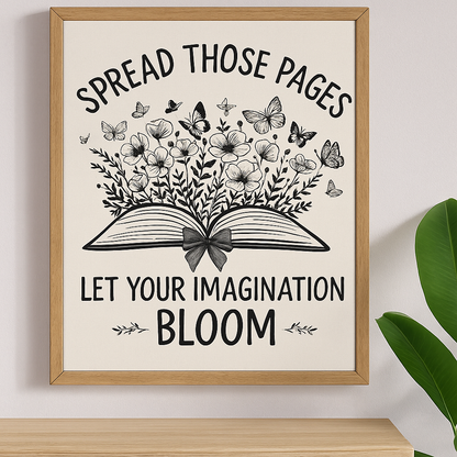 Spread Those Pages Wall Art Let Your Imagination Bloom Print Book Lover Decor Bookish Wall Art