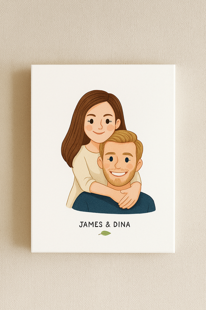 Custom Couple Portrait Illustration Personalized Cartoon Drawing Anniversary Gift