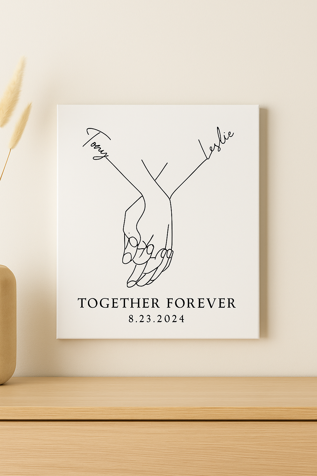 Together Forever Personalized Print Couple Name & Date Wall Art Minimalist Anniversary or Wedding Gift Engagement, Wedding, or Valentine’s Gift