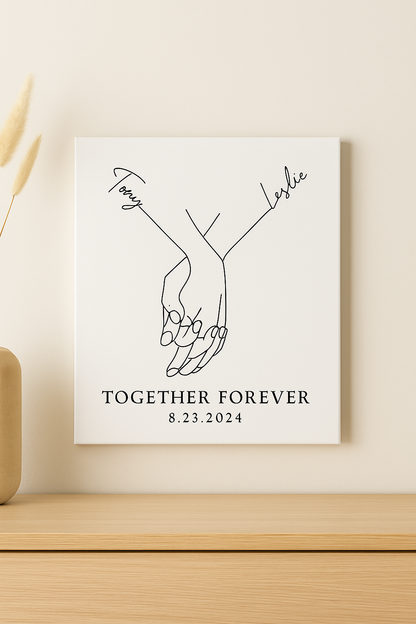 Together Forever Personalized Print Couple Name & Date Wall Art Minimalist Anniversary or Wedding Gift Engagement, Wedding, or Valentine’s Gift