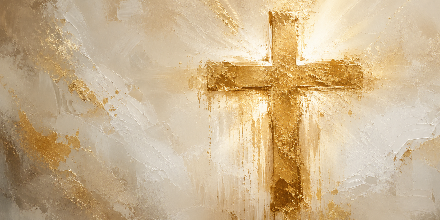 Cross Abstract Gold Christian Canvas Wall Art Print