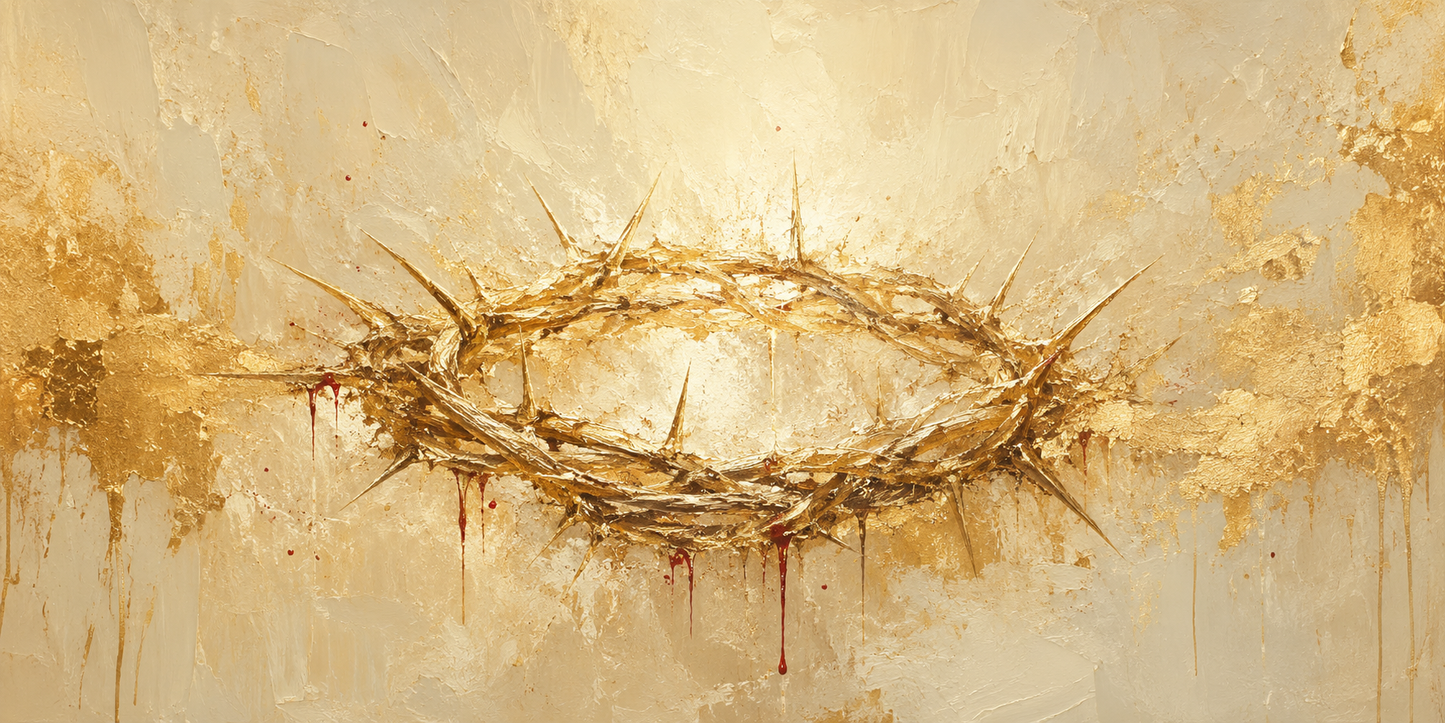 Crown of Thorns gold leaf abstract Christian canvas Passion of Christ Easter wall art