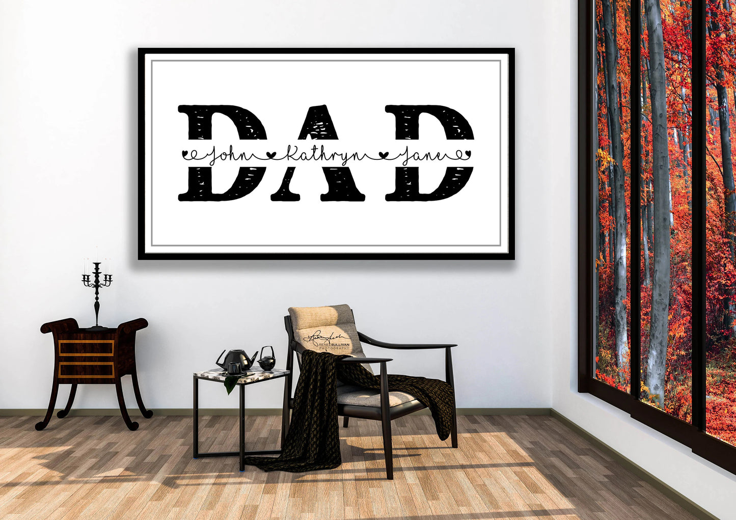 Personalized Father’s Day Gift  Kids’ Names Wall Art Rustic Family Name Print