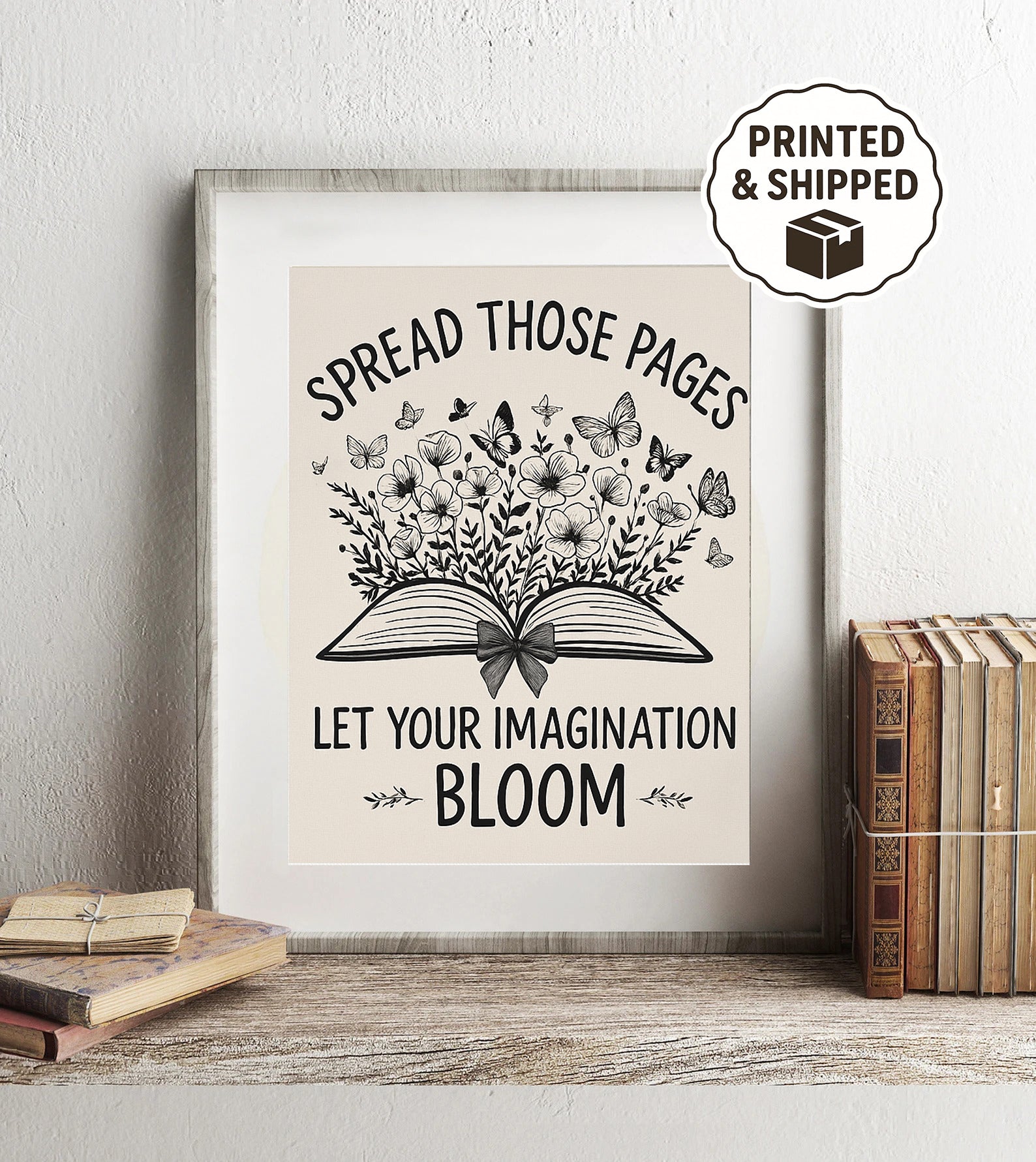 Spread Those Pages wall art bookish let your imagination bloom print book lover decor