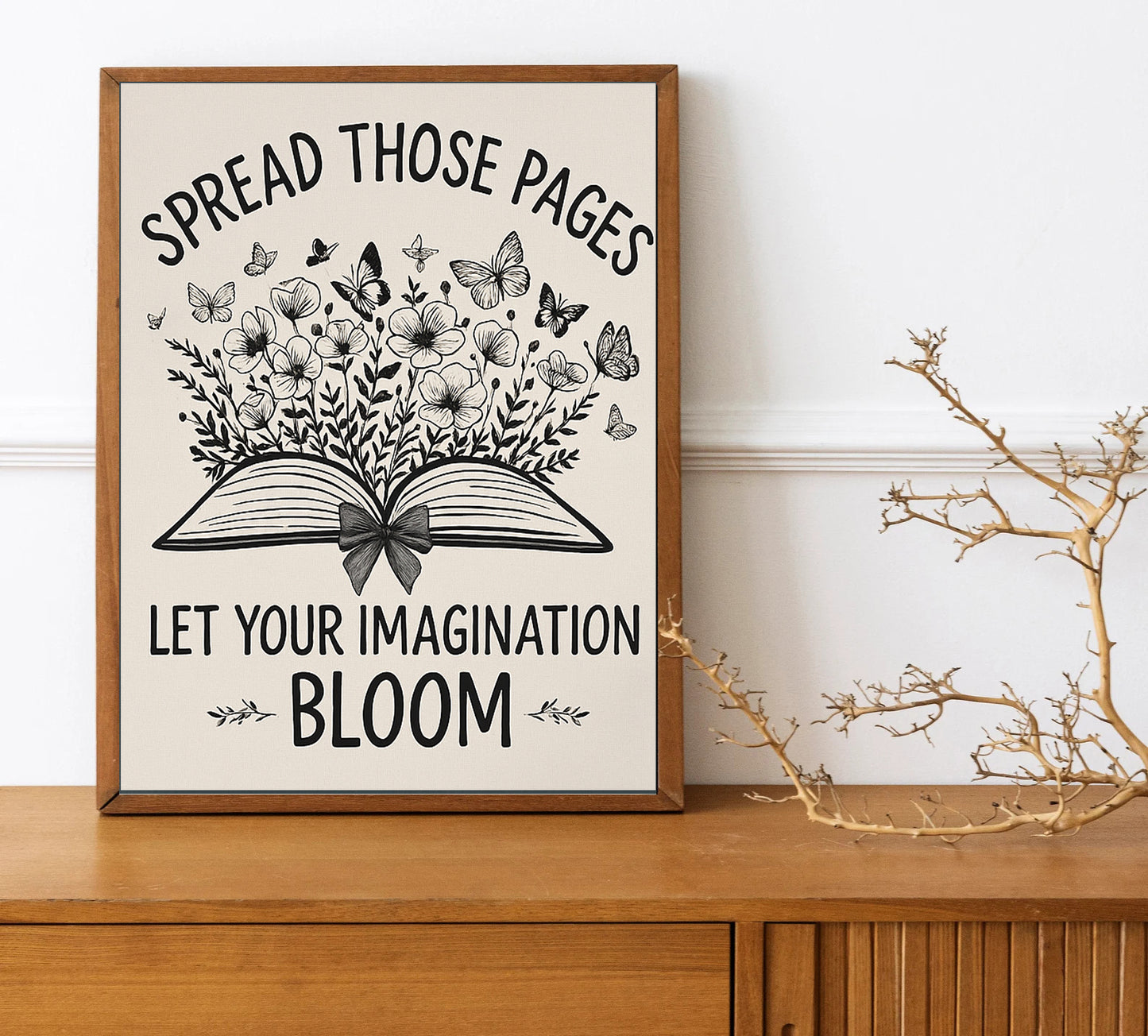 Spread Those Pages Wall Art Let Your Imagination Bloom Print Book Lover Decor Bookish Wall Art