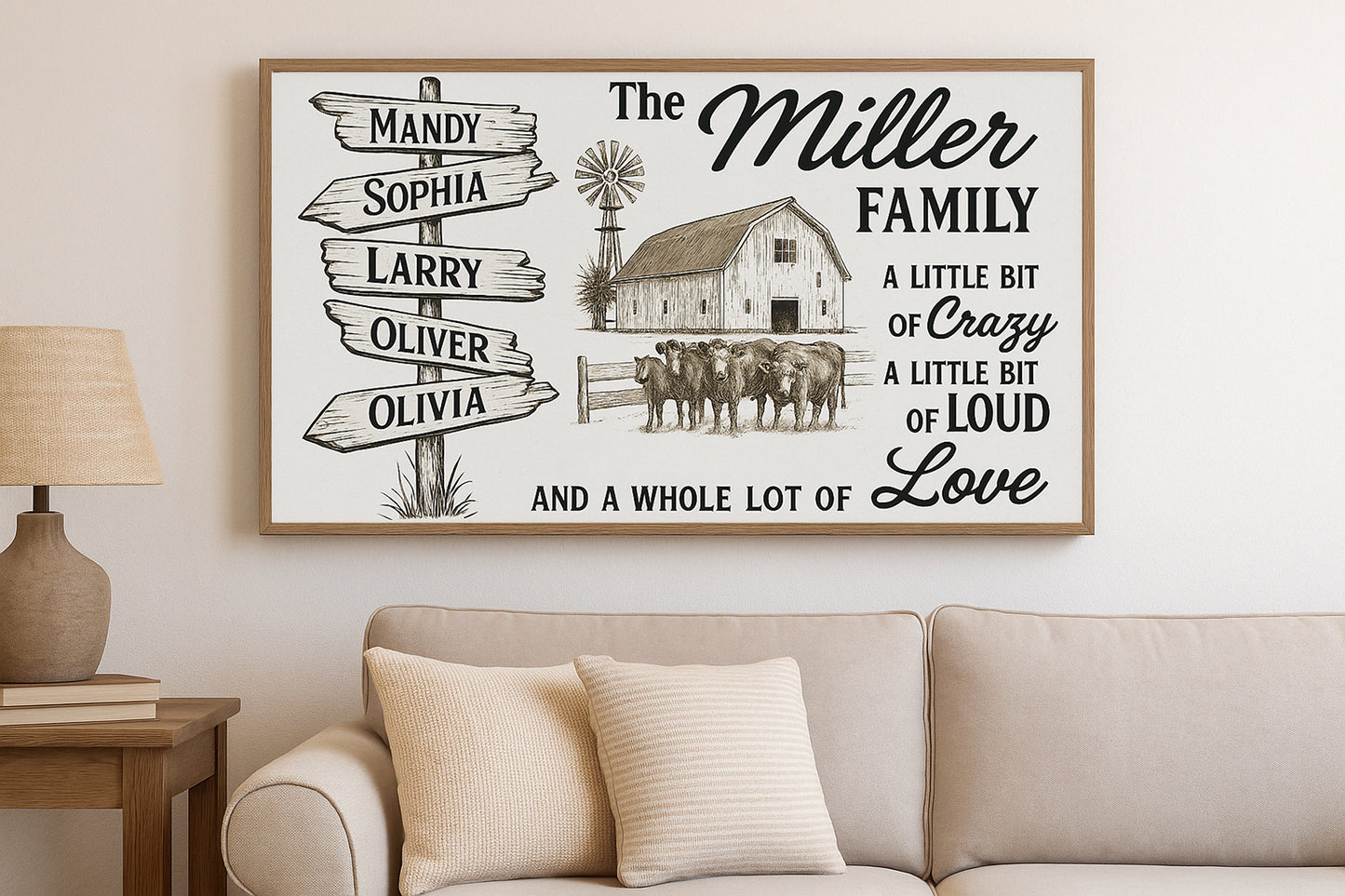 Personalized Farmhouse Family Sign Custom Rustic Barn Wall Art with Names A Little Bit of Crazy Family Sign Custom Country Home Wall Decor